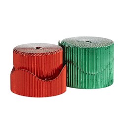 OfficeMax Metallic Corrugated Borders Red & Green, Pack of 4