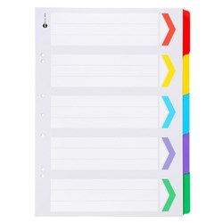 Marbig Index Dividers 5 Tab Portrait A3 Manilla/Plastic Coloured