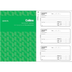Collins A5/50 3TL Receipt Book NCR Triplicate Set of 150