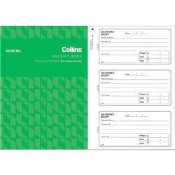 Collins A5/50 3DL Receipt Book NCR Duplicate Set of 150