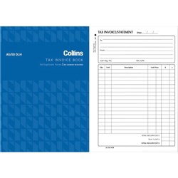 Collins A5/50DLH Top Opening Tax Invoice Book NCR Duplicate, Set of 50
