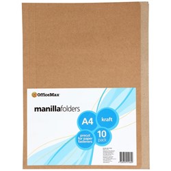 OfficeMax Manilla Folders A4 Kraft Pack of 10