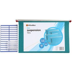 OfficeMax Suspension File Foolscap Blue, Pack of 10