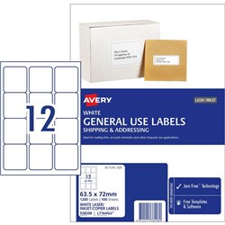Avery General Use Labels DL12 L7164 12 Per Sheet