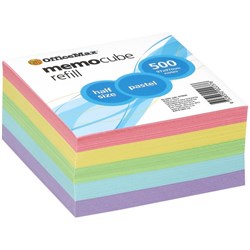 OfficeMax Memo Cube Refill 97x97mm Half Size Pastel Colours