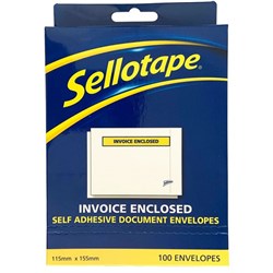Sellotape Labelopes Invoice Enclosed Self Adhesive Document Envelopes, Pack of 100