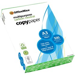 OfficeMax A3 80gsm Carbon Neutral White Copy Paper Recyclable Wrapper, Ream of 500 sheets