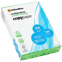 OfficeMax A4 80gsm Carbon Neutral White Copy Paper Recyclable Wrapper, Ream of 500 Sheets
