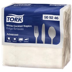 Tork Cocktail Napkins 2 Ply White, Pack of 100