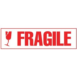 Shipping Label Fragile 30x127mm Red on White, Box of 250