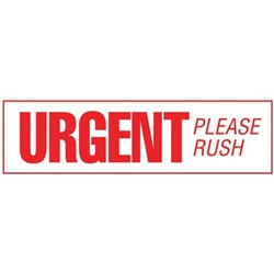 Shipping Label Urgent Please Rush 30x127mm Red on White, Box of 250