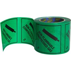 RIPA Shipping Label Non Flammable Compressed Gas 2 96x100mm Black on Green, Roll of 500