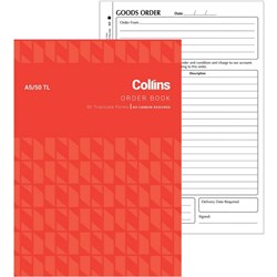 Collins A5/50TL A5 Order Book NCR Triplicate Set of 50