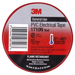 Scotch® 1710 Electrical Vinyl Tape 18mm x 20m Red