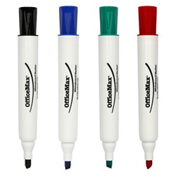 OfficeMax Assorted Colours Whiteboard Markers Chisel Tip, Pack of 4