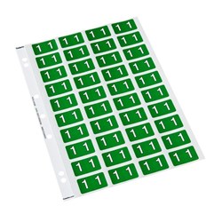 Codafile Numbers 1 Labels 162501 25mm Dark Green, Sheet of 40