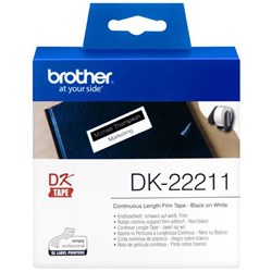 Brother Continuous Film Label Roll DK- 22211 29mm x 15.24m Black on White