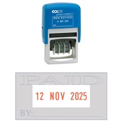 Colop S260L2 Self-Inking Dater Stamp Date & PAID 45x24mm Red