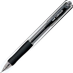 uni Laknock Black Retractable Ballpoint Pen 0.7mm Fine Tip
