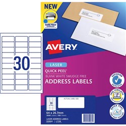 Avery Quick Peel Address Laser Labels L7158 White 30 Per Sheet 100 Sheets