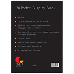 GBP A3 Display Book Insert Cover 20 Pocket