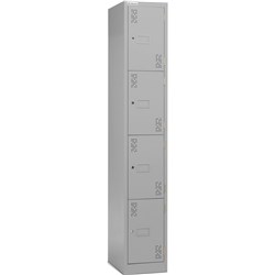 Precision Classic 4 Tier Locker 375mm Cam Lock Silver Grey