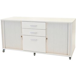 Caddy Unit 2 Sliding Door 3 Drawers Centre Snowdrift with White Doors