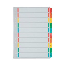OfficeMax Index Dividers 10 Tab 1-10 Reinforced A4 Coloured