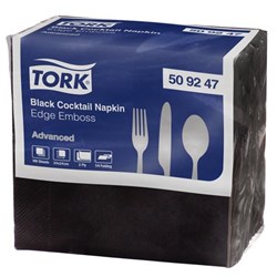 Tork Cocktail Napkins 2 Ply Black, Pack of 100