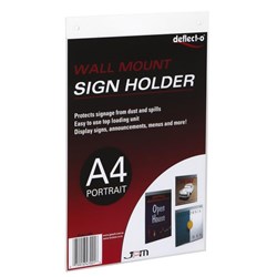 Deflecto Sign Holder Wall Mountable Portrait A4 47001