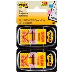 Post-it® Flags 680-9 Sign Here Printed Flags Yellow 100 Flags