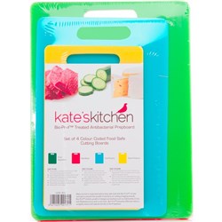 Kate's Kitchen Antibacterial Colour Coded Cutting Boards, Pack of 4