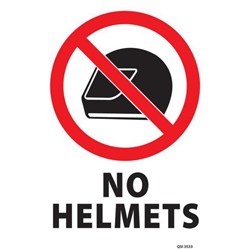 No Helmets Safety Sign 240mmx340mm