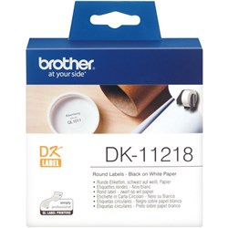 Brother Round Labels DK-11218 24mm Black on White, Roll of 1000