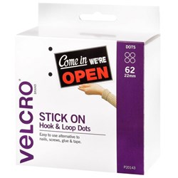 VELCRO® Brand  Hook & Loop Dots Fasteners 22mm, Box of 62