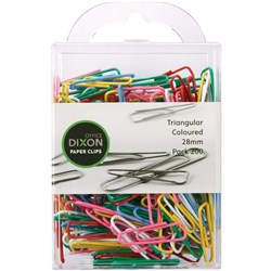 Dixon Paper Clips Triangular 28mm Coloured, Pack of 200