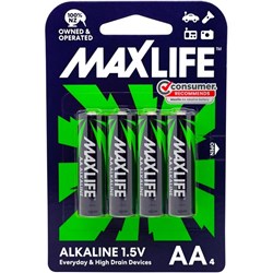 Maxlife AA Alkaline Batteries, Pack of 4
