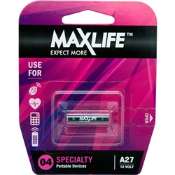 Maxlife A27 Alkaline Speciality Battery
