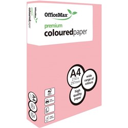 OfficeMax A4 80gsm Peaceful Pink Premium Coloured Copy Paper, Pack of 500