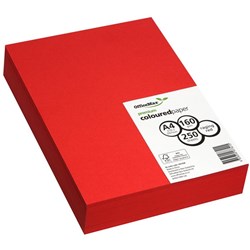 OfficeMax A4 160gsm Raging Red Premium Coloured Copy Paper, Pack of 250
