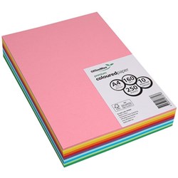 OfficeMax A4 160gsm 10 Assorted Colours Premium Coloured Copy Paper, Pack of 250