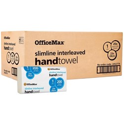 OfficeMax Slimline Interleaved Paper Towels 1 Ply, Carton of 20 Packs