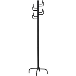 OfficeMax Metal Coat Stand 8 Hooks with Levelling Glides Black