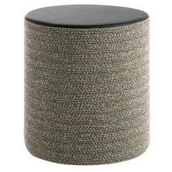 Buzz Ottoman 470mm Granite Earth/Black Leather