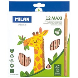 Milan Triangular Maxi Colouring Pencils Assorted, Pack of 12