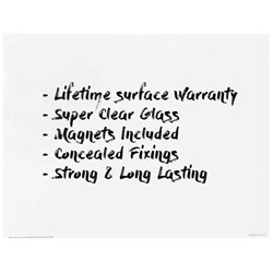 Boyd  Glass Writing Board Magnetic White 600 x 900mm