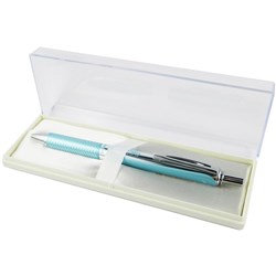 Pentel Black Ink Energel Aluminium Pen 0.7mm Fine Tip Aqua Barrel