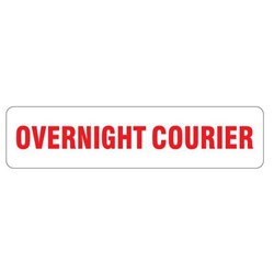 Overnight Courier Shipping Label 30x125mm Red On White, Box of 250
