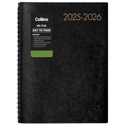 Collins Boston A51 Mid Year Diary A5 1 Day Per Page 1 July 2025 to 30 June 2026 Black