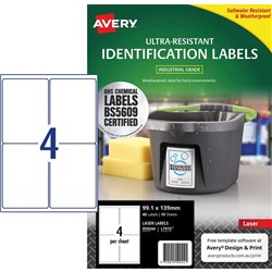 Avery Ultra Resistant Identification Laser Labels L7915 White, Pack of 10 Sheets